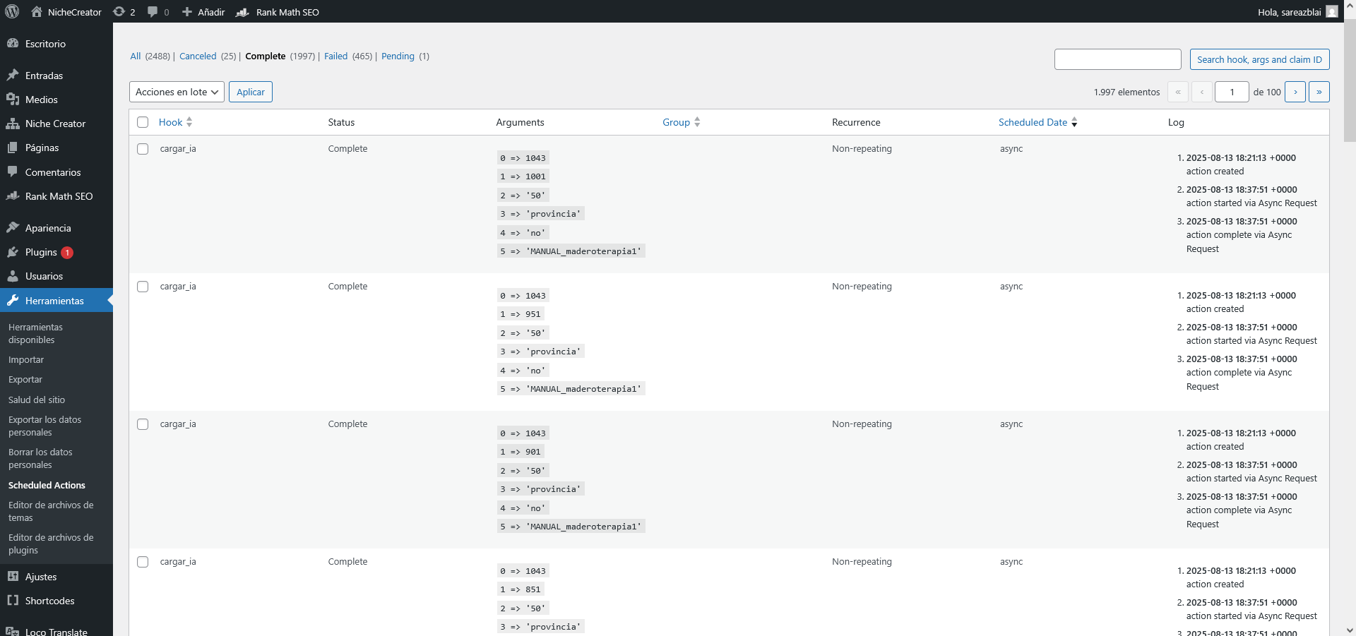 scheduled actions
